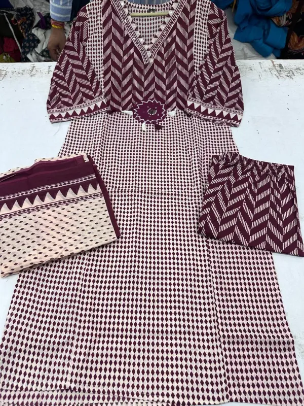 Maroon_Color_Premium_Heavy_Cotton_Kurti_Pant_Set_with_Dupatta_