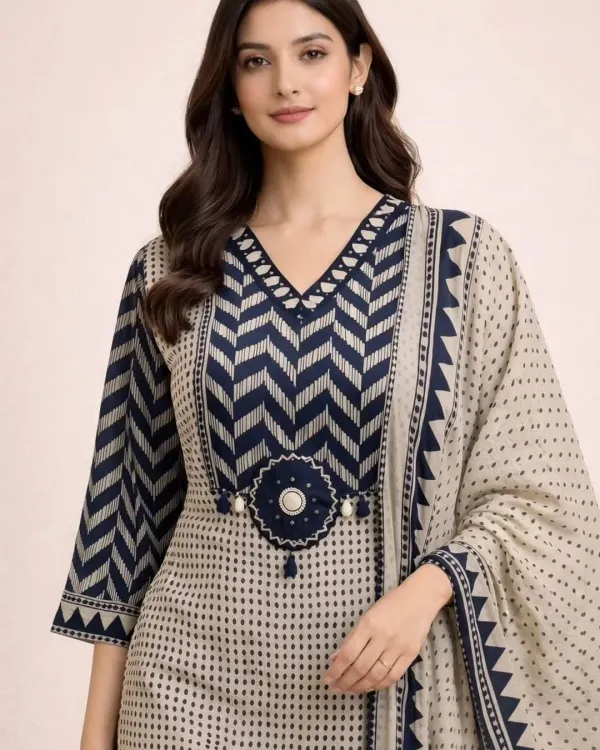 Navy_Blue_Color_Premium_Heavy_Cotton_Kurti_Pant_Set_with_Dupatta_