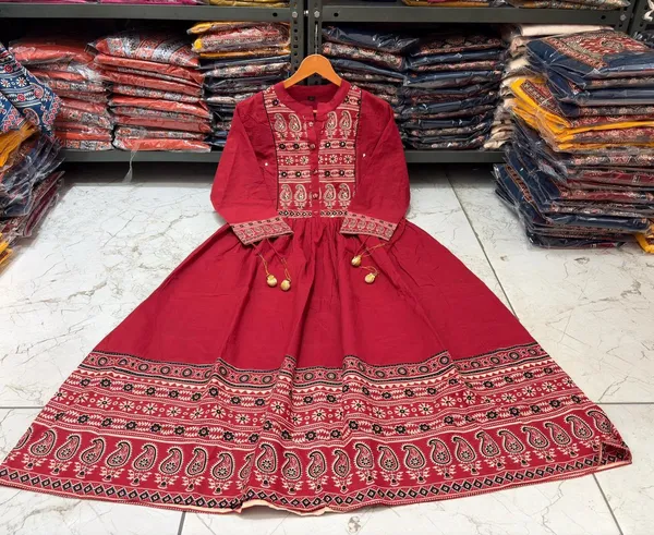 Orange_Graceful_Elegance_Premium_Cotton_Flairy_Suit_Set
