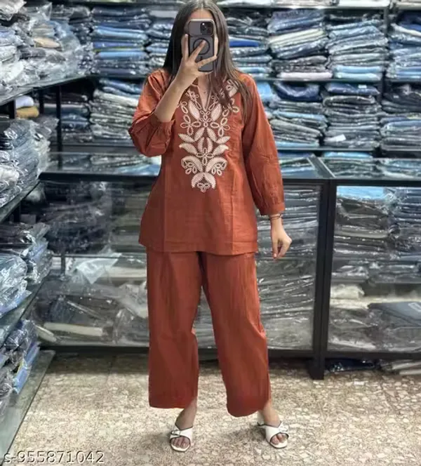 Orange_Premium_quality_designer_kurta_set