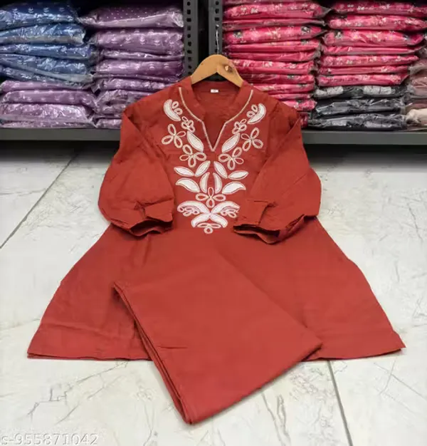 Orange_Premium_quality_designer_kurta_set