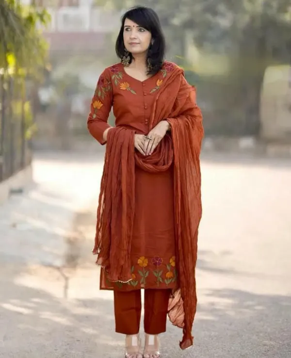 Orange_Pure_Cotton_Embroidered_Suit_Set