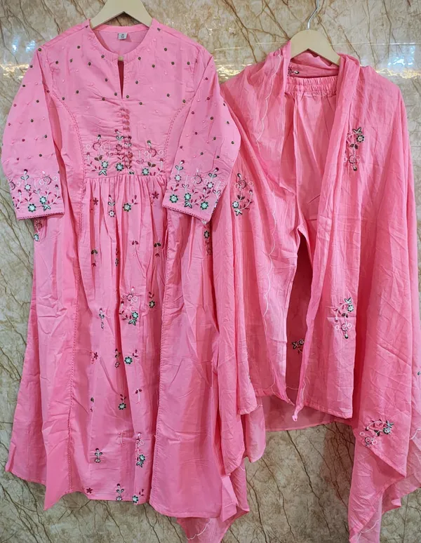 PINK_COLOR_ANARKALI_EMBROIDERY__KURTA_PANT_WITH_DUPPATA_SET_