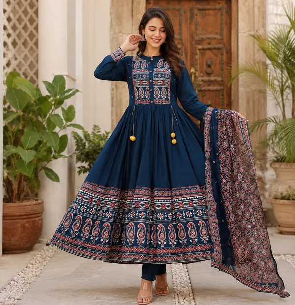 Premium_Cotton_12_Kali_Anarkali_Set_with_Dupatta