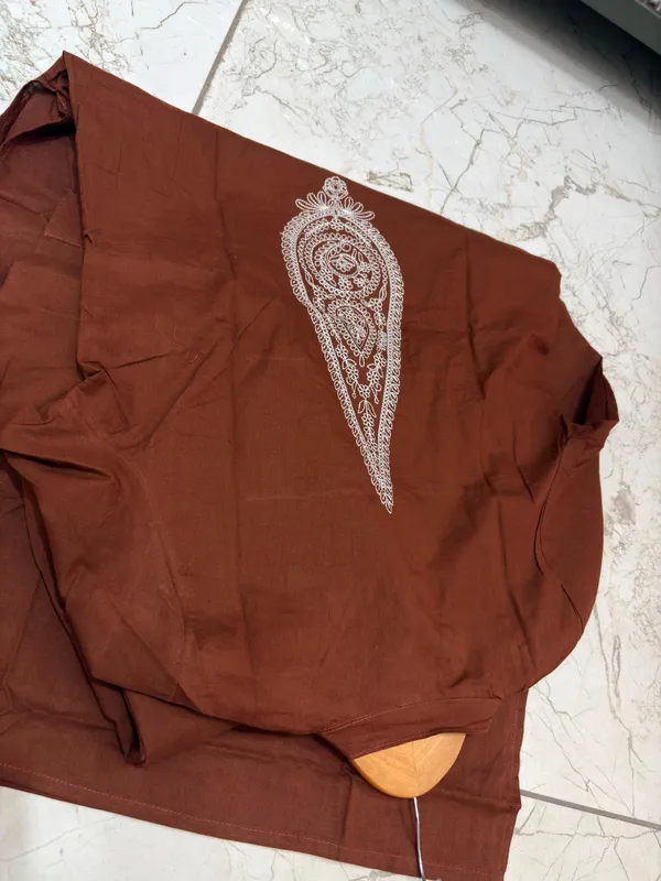 Pure_Cotton_Brown_Color_Stylish_Kurti_With_Bottom_Set