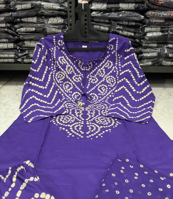 Purple_Printed_Bandhani_Cotton_Kurta_Pant_Dupatta_Set