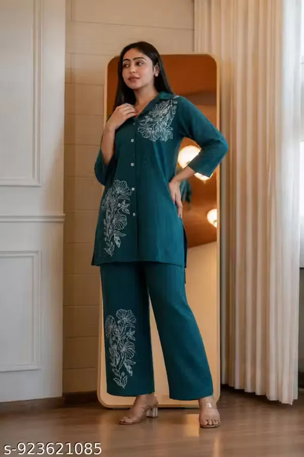 Rama_Green_Color_Cotton_Slub_Co-Ord_Set