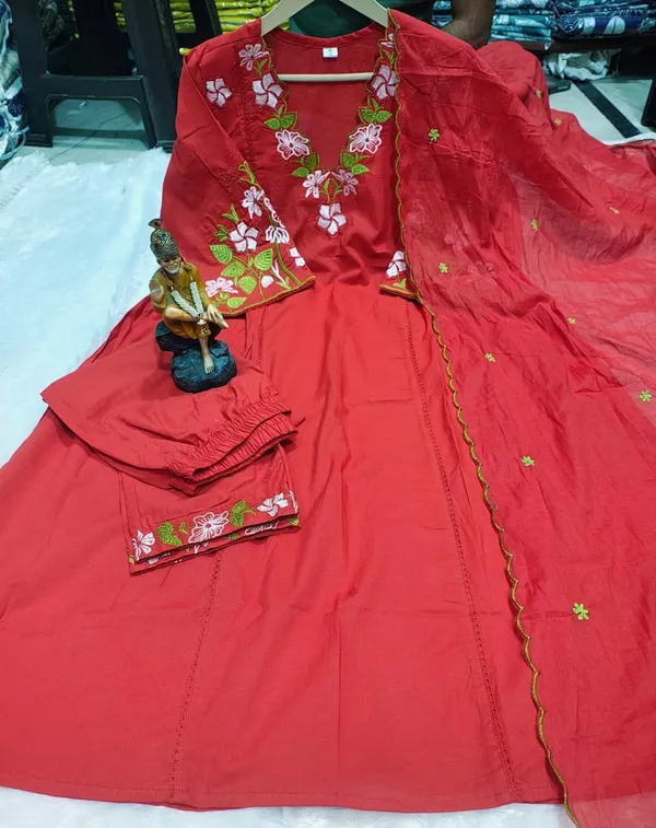 Red_Premium_Embroidered_Cotton_Flared_Suit_Set