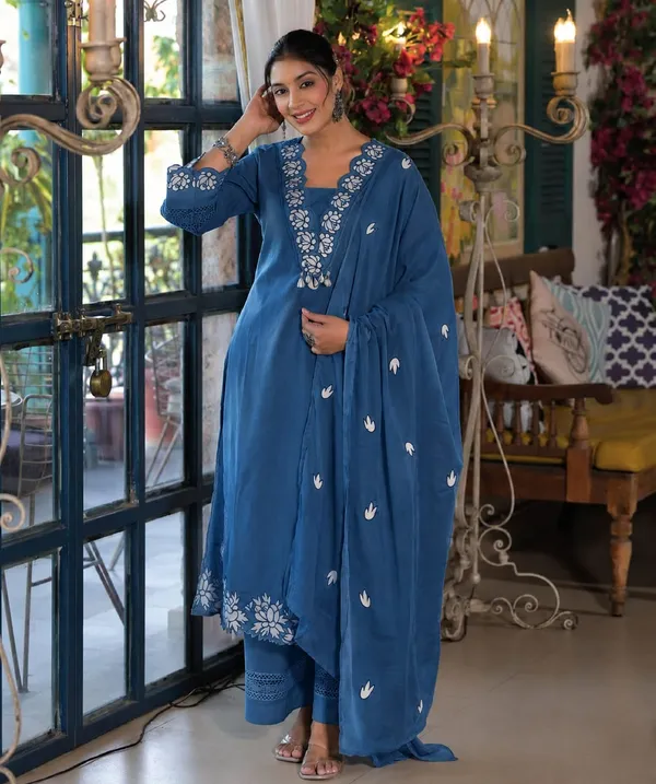 Regal_Blue_Cotton_Kurti_Set_with_Dupatta