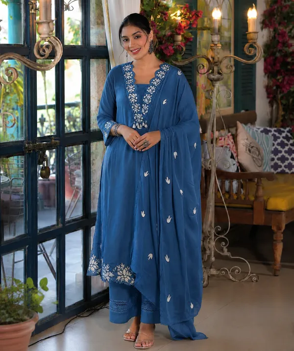 Regal_Blue_Cotton_Kurti_Set_with_Dupatta