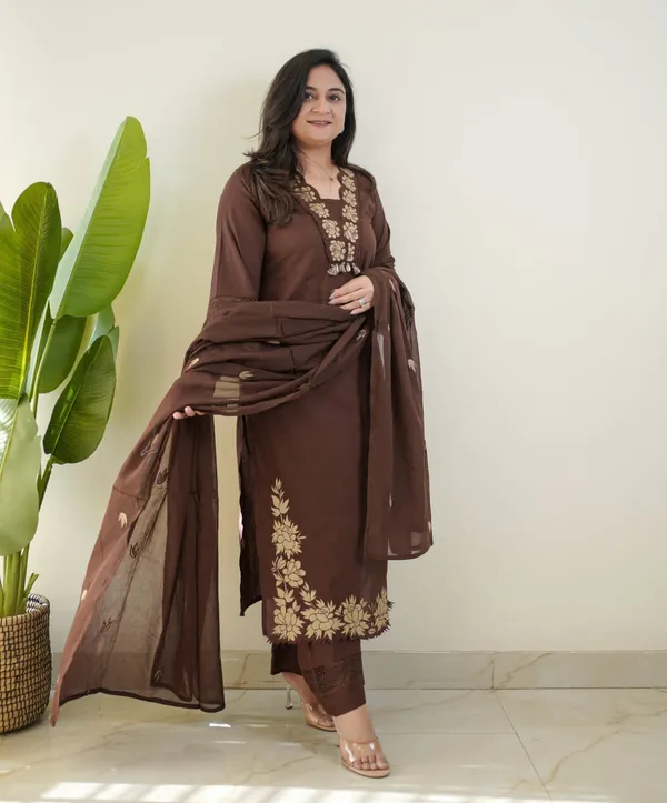 Regal_Brown_Cotton_Kurti_Set_with_Dupatta
