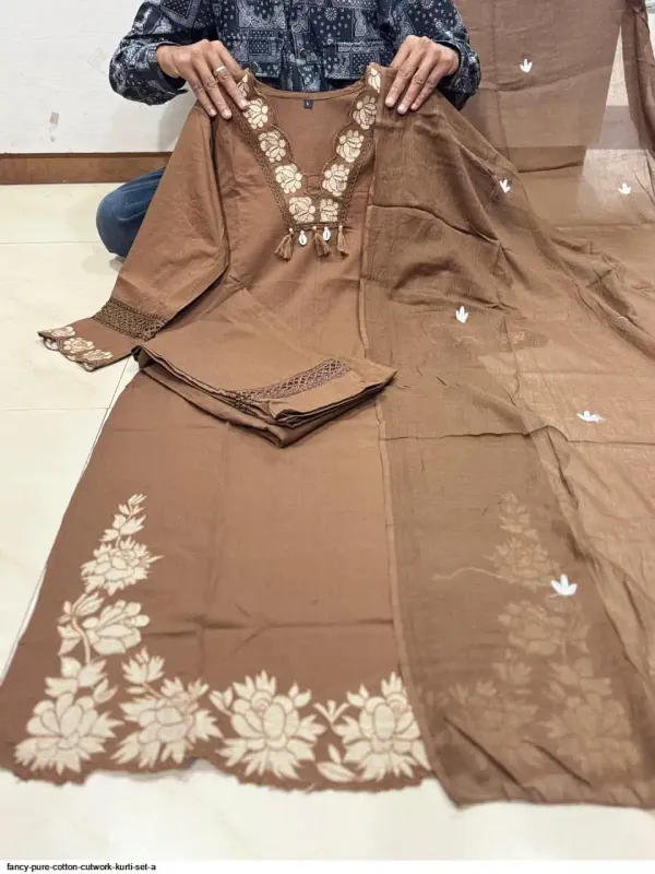Regal_Brown_Cotton_Kurti_Set_with_Dupatta
