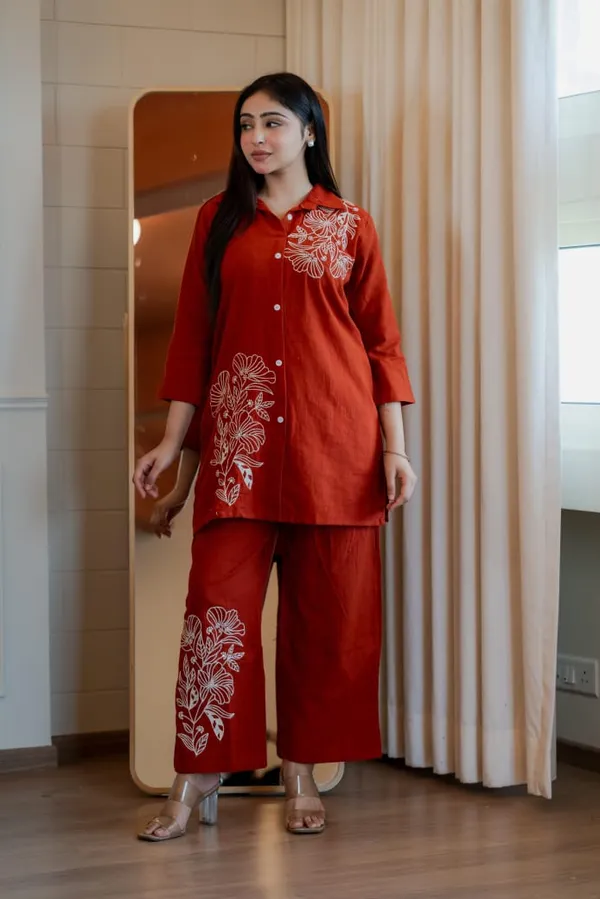 Rust_Color_Cotton_Slub_Co-Ord_Set