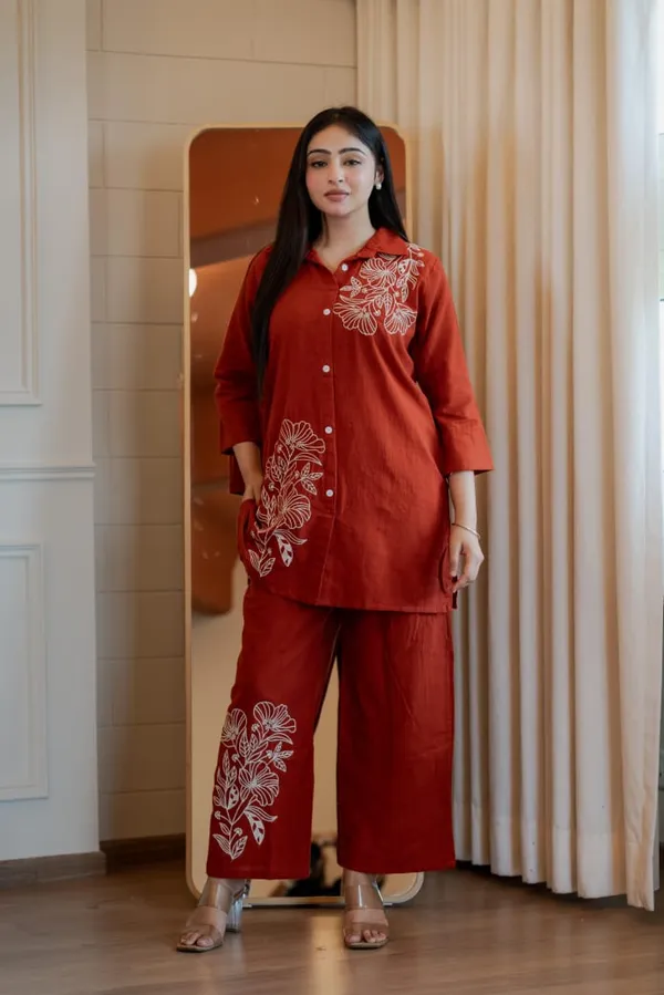 Rust_Color_Cotton_Slub_Co-Ord_Set
