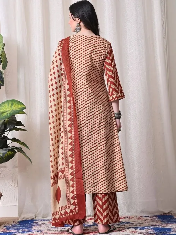 Rust_Orange_Color_Premium_Heavy_Cotton_Kurti_Pant_Set_with_Dupatta_