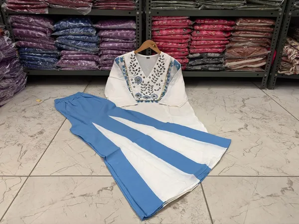 Stylish_Embroidered_Cotton_Kurta_with_Flared_Palazzo_Set