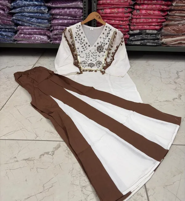 Stylish_Embroidered_Cotton_Kurta_with_Flared_Palazzo_Set