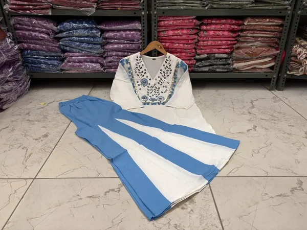 Stylish_Embroidered_Cotton_Kurta_with_Flared_Palazzo_Set