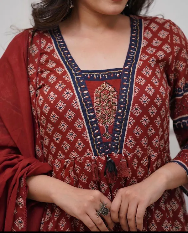 Summer_Cotton_Anarkali_Kurti_Set_with_Embroidered_Neck