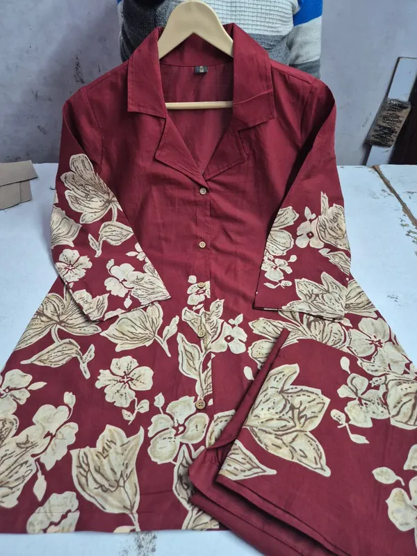 Women's_Wine_Floral_Chanderi_Co-Ord_Set