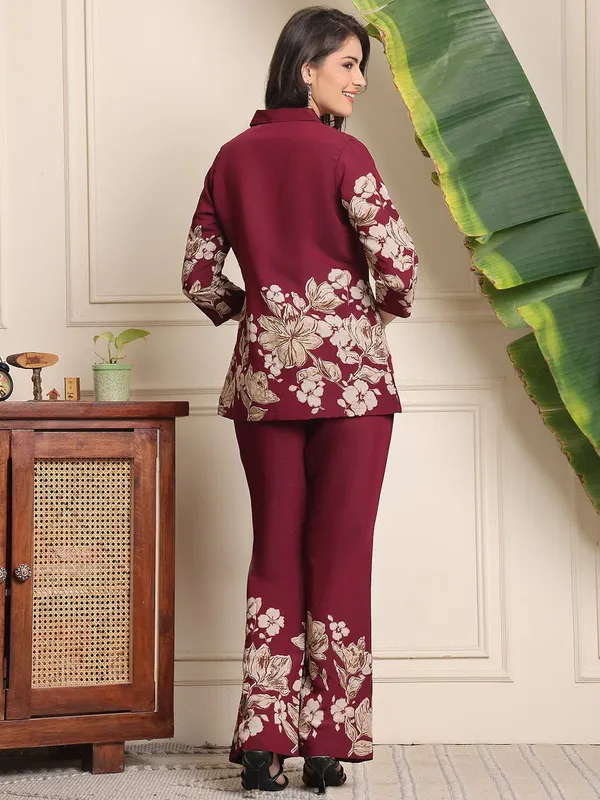Women's_Wine_Floral_Chanderi_Co-Ord_Set