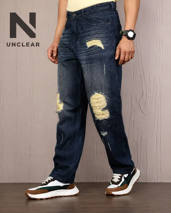 UNCLEAR_Dark_Indigo_Distressed_LOOSE_FIT_Jeans