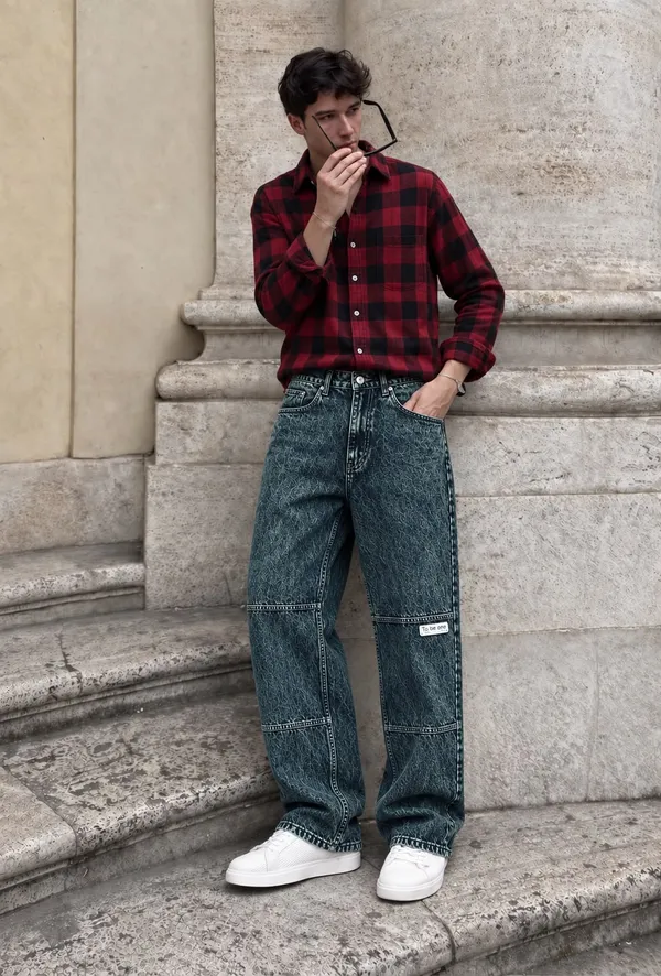 UNCLEAR_RELAXED_FIT_DENIM_PISTA_GREEN