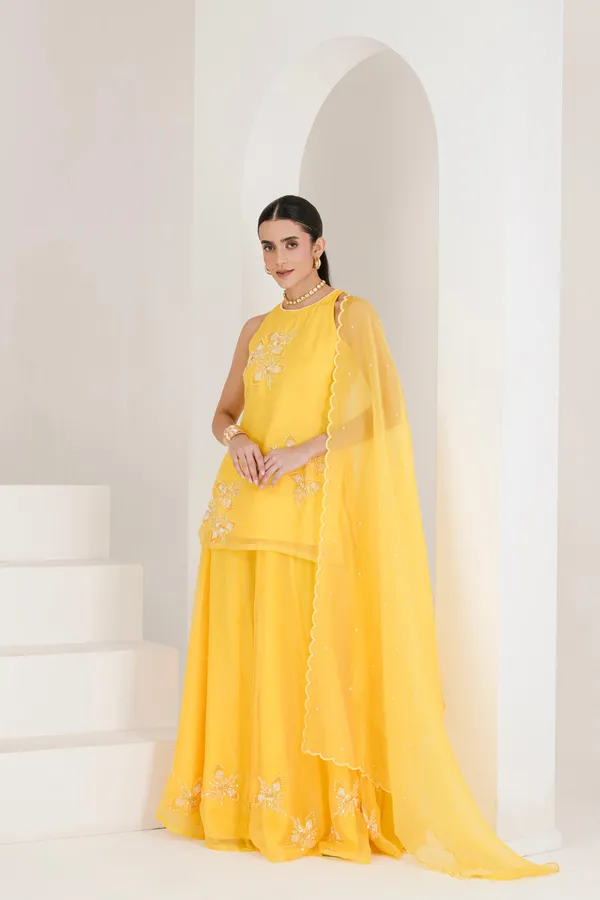 Yellow_Hand_Embroidered_Organza_Sharara_Set