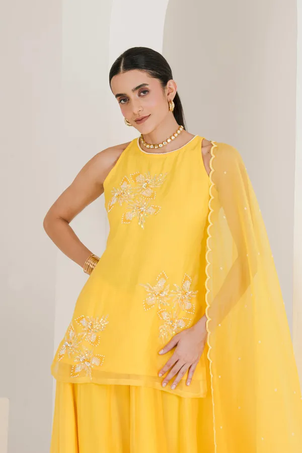 Yellow_Hand_Embroidered_Organza_Sharara_Set