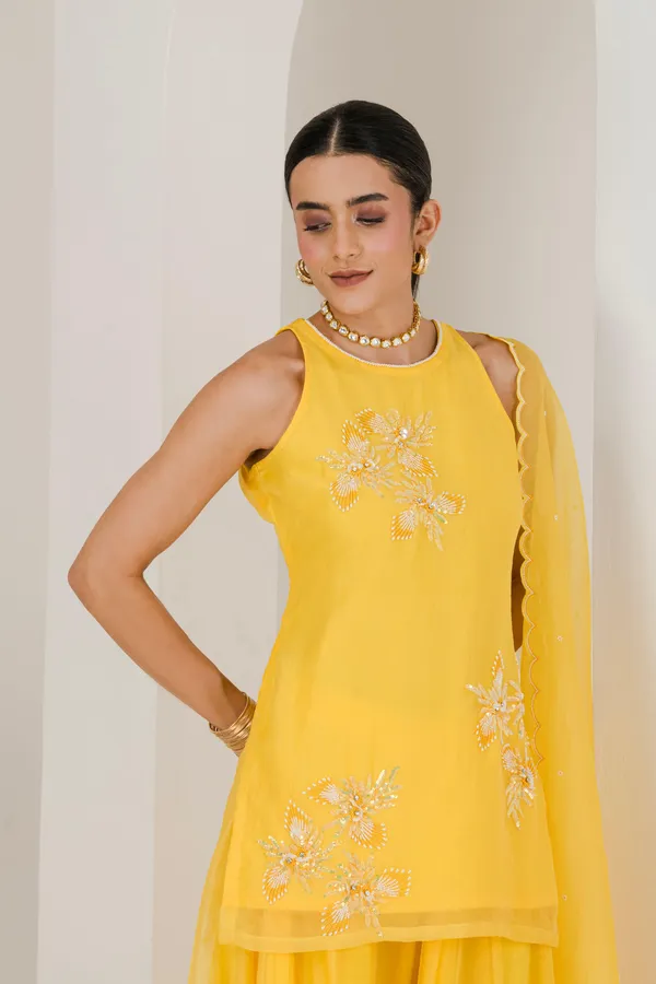 Yellow_Hand_Embroidered_Organza_Sharara_Set