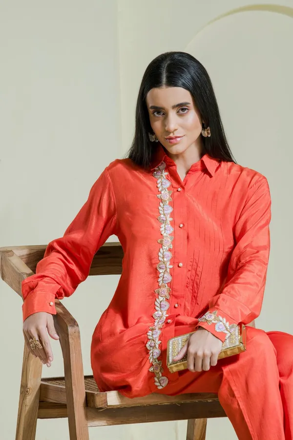 Tangerine_Hand_Embroidered_Co-Ord_Set