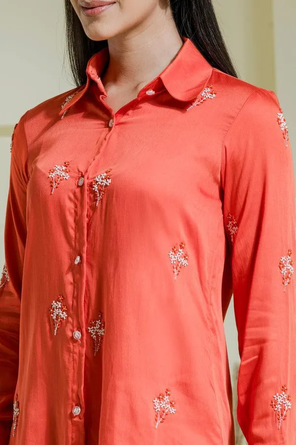 Vivid_Orange_Embroidered_Satin_Co-Ord_Set