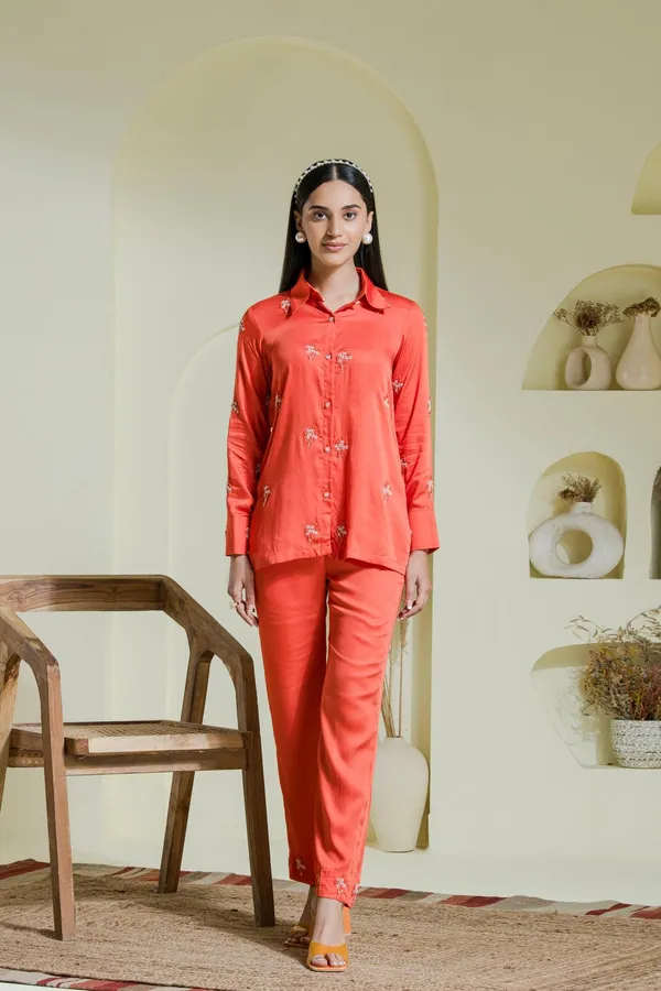 Vivid_Orange_Embroidered_Satin_Co-Ord_Set