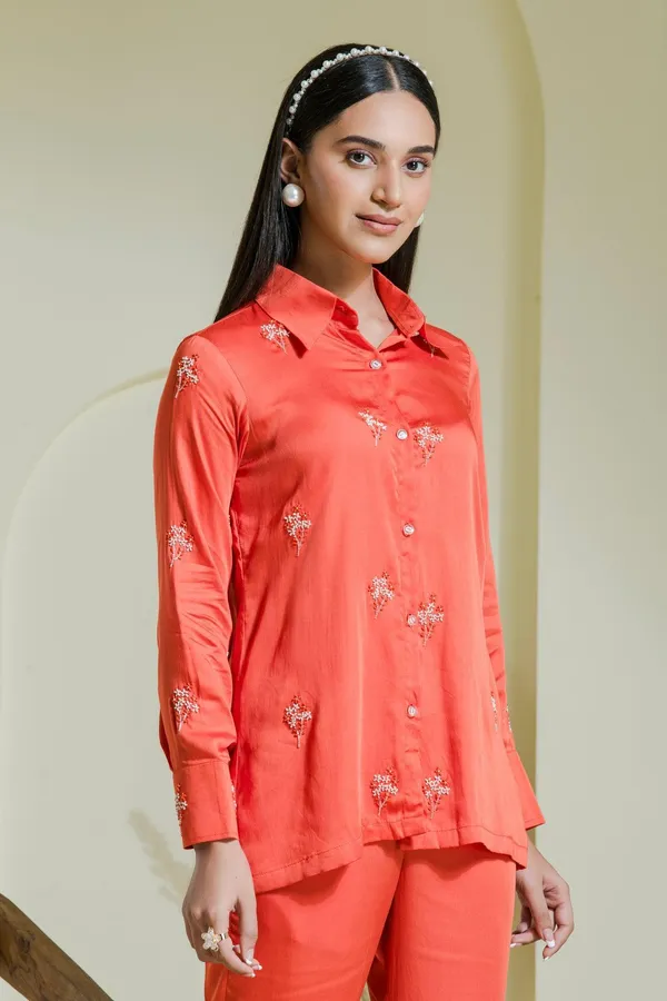 Vivid_Orange_Embroidered_Satin_Co-Ord_Set