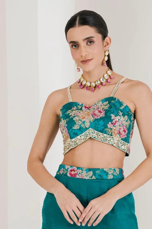 Green_Floral_Print_Hand_Embroidered_Fusion_Set