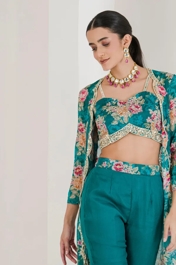 Green_Floral_Print_Hand_Embroidered_Fusion_Set