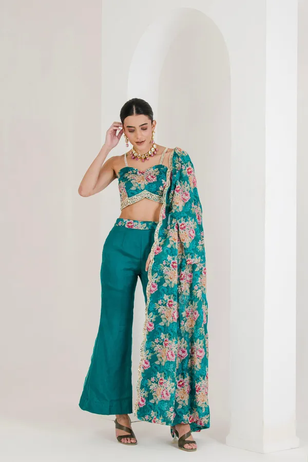 Green_Floral_Print_Hand_Embroidered_Fusion_Set