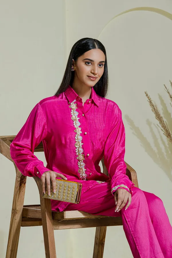 Magenta_Hand_Embroidered_Cotton_Shirt