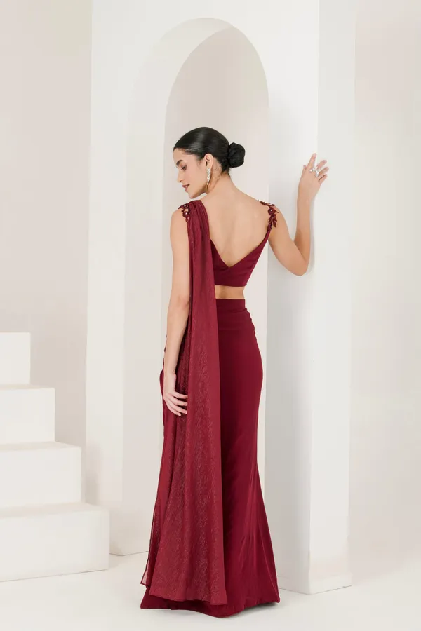 Maroon_Hand_Embroidered_High_Slit_Pre_Stitched_Saree