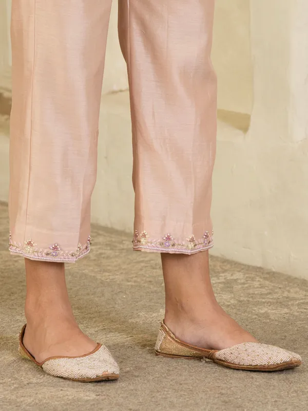 Beige_And_Purple_Hand_Embroidered_Chanderi_Kurta_Set