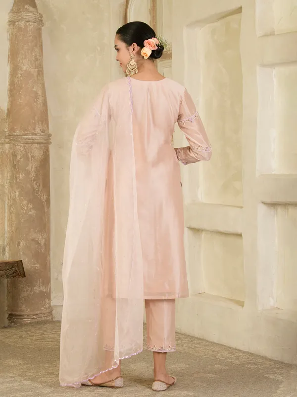 Beige_And_Purple_Hand_Embroidered_Chanderi_Kurta_Set