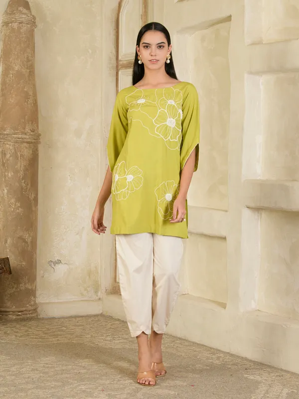 Lime_Green_And_Beige_Hand_Embroidered_Co-Ord_Set