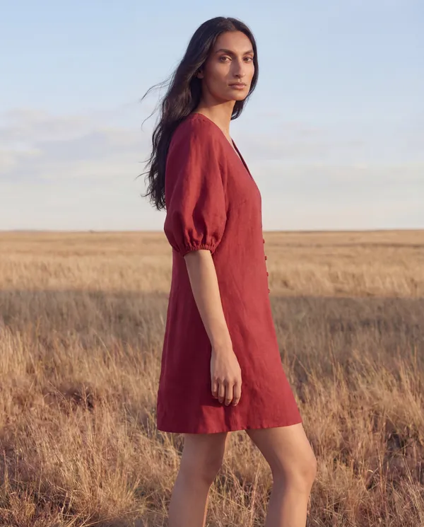 Red_Cotton_Linen_Mini_Dress