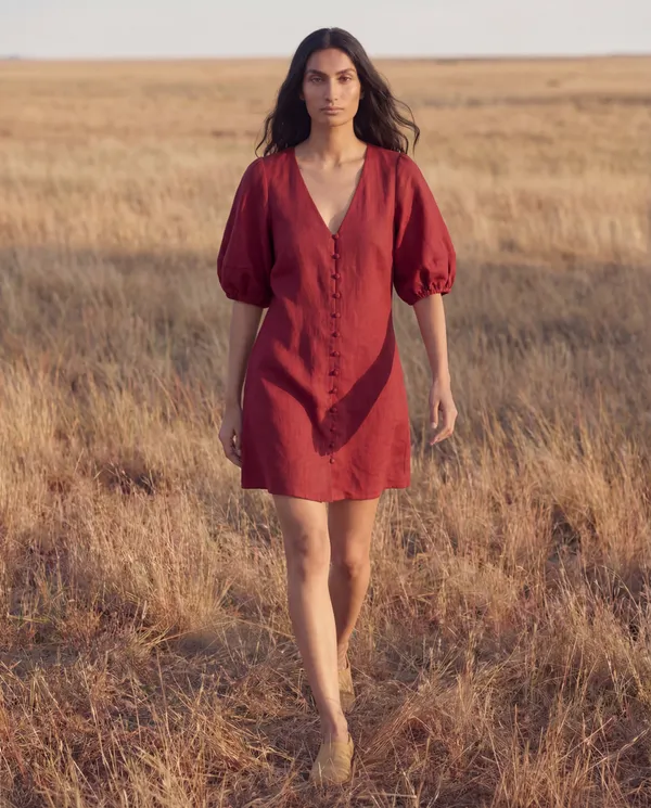 Red_Cotton_Linen_Mini_Dress
