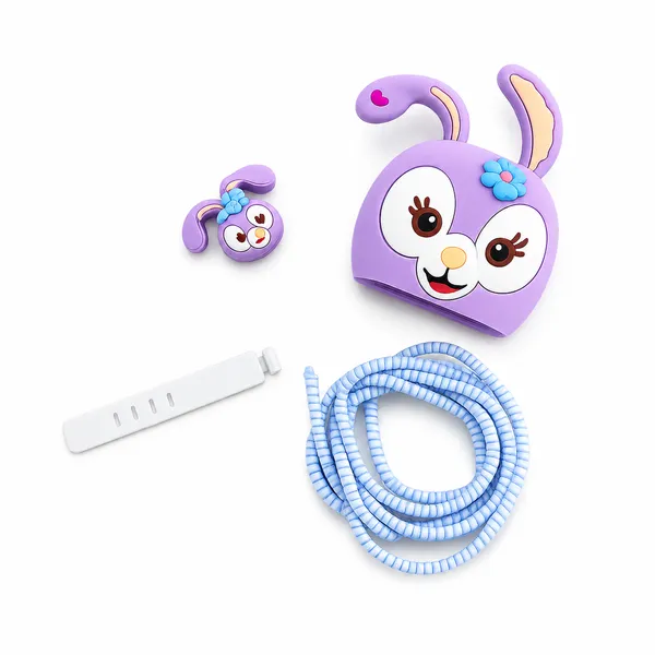 Purple_Bunny_Foam_Bag_With_Spiral_Hair_Tie_Coil-_Only_for_Iphone_(18-20_Watt_Charger)