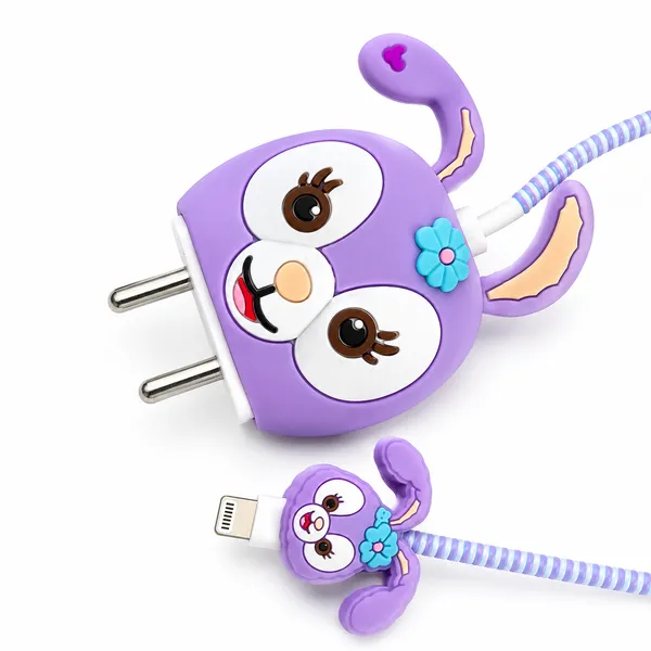 Purple_Bunny_Foam_Bag_With_Spiral_Hair_Tie_Coil-_Only_for_Iphone_(18-20_Watt_Charger)