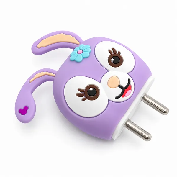 Purple_Bunny_Foam_Bag_With_Spiral_Hair_Tie_Coil-_Only_for_Iphone_(18-20_Watt_Charger)