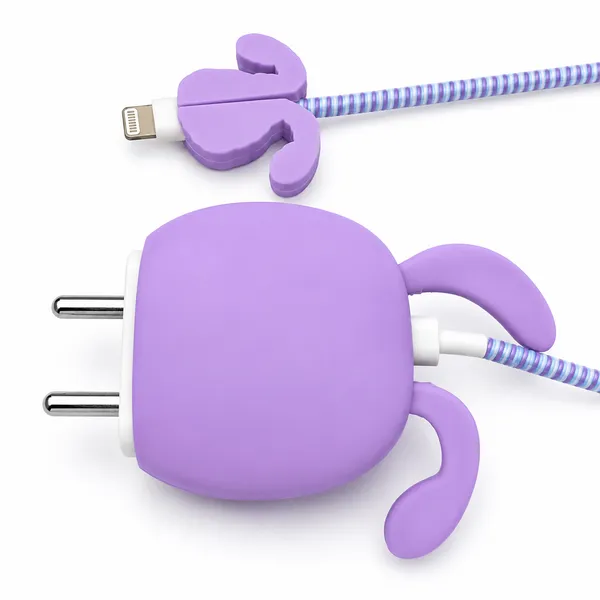 Purple_Bunny_Foam_Bag_With_Spiral_Hair_Tie_Coil-_Only_for_Iphone_(18-20_Watt_Charger)