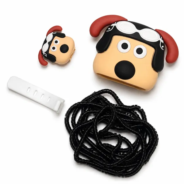 Dog_Face_Silicone_Charger_Cable_Protector_Set_Of_4_Black-_Only_for_Iphone_(18-20_Watt_Charger)