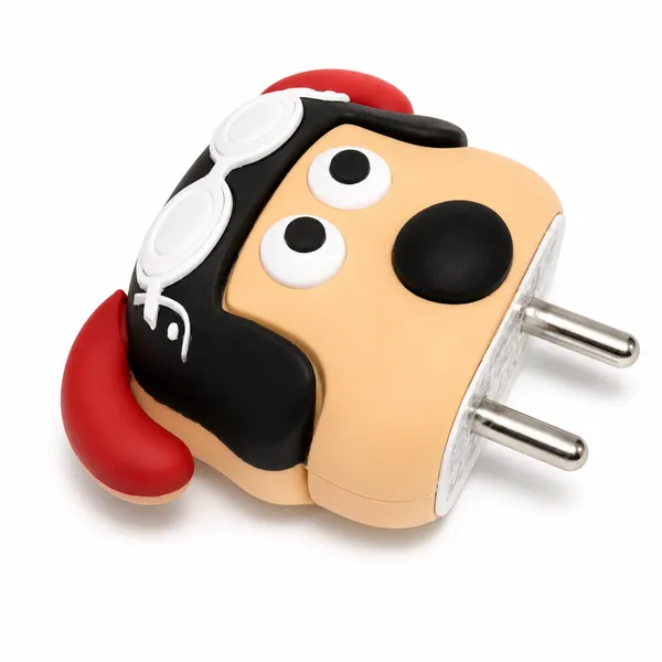 Dog_Face_Silicone_Charger_Cable_Protector_Set_Of_4_Black-_Only_for_Iphone_(18-20_Watt_Charger)